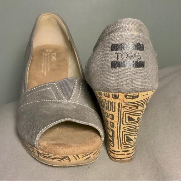 Patterned Grey Cork Wedges - Picture 3 of 6